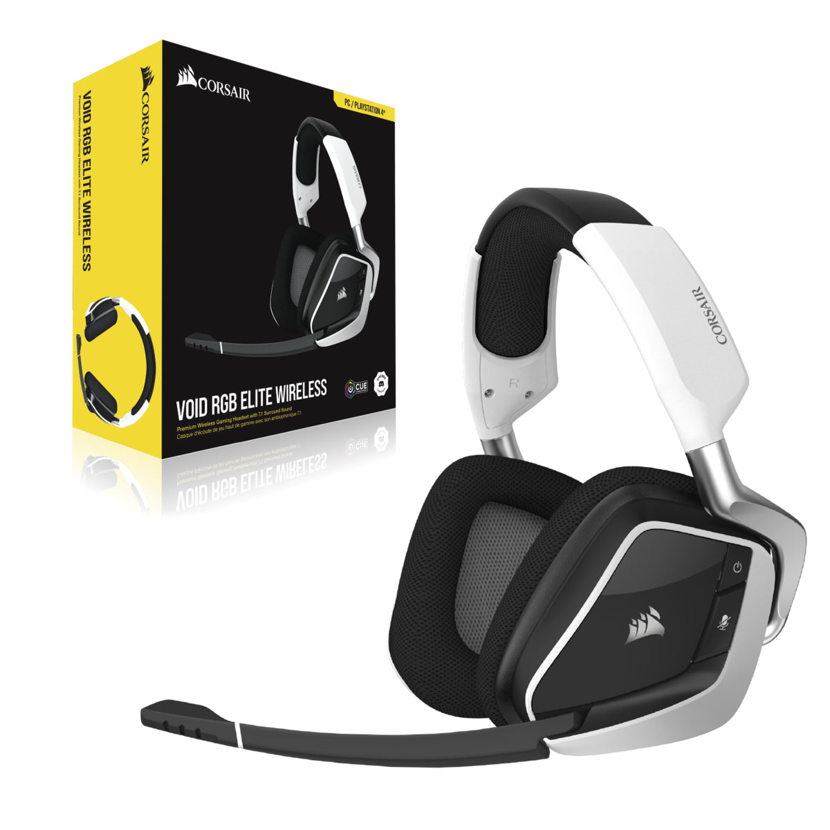 Corsair Void RGB Elite Wireless Auriculares Inalámbrico Diadema Juego Negro, Blanco, 20 - 30000 Hz