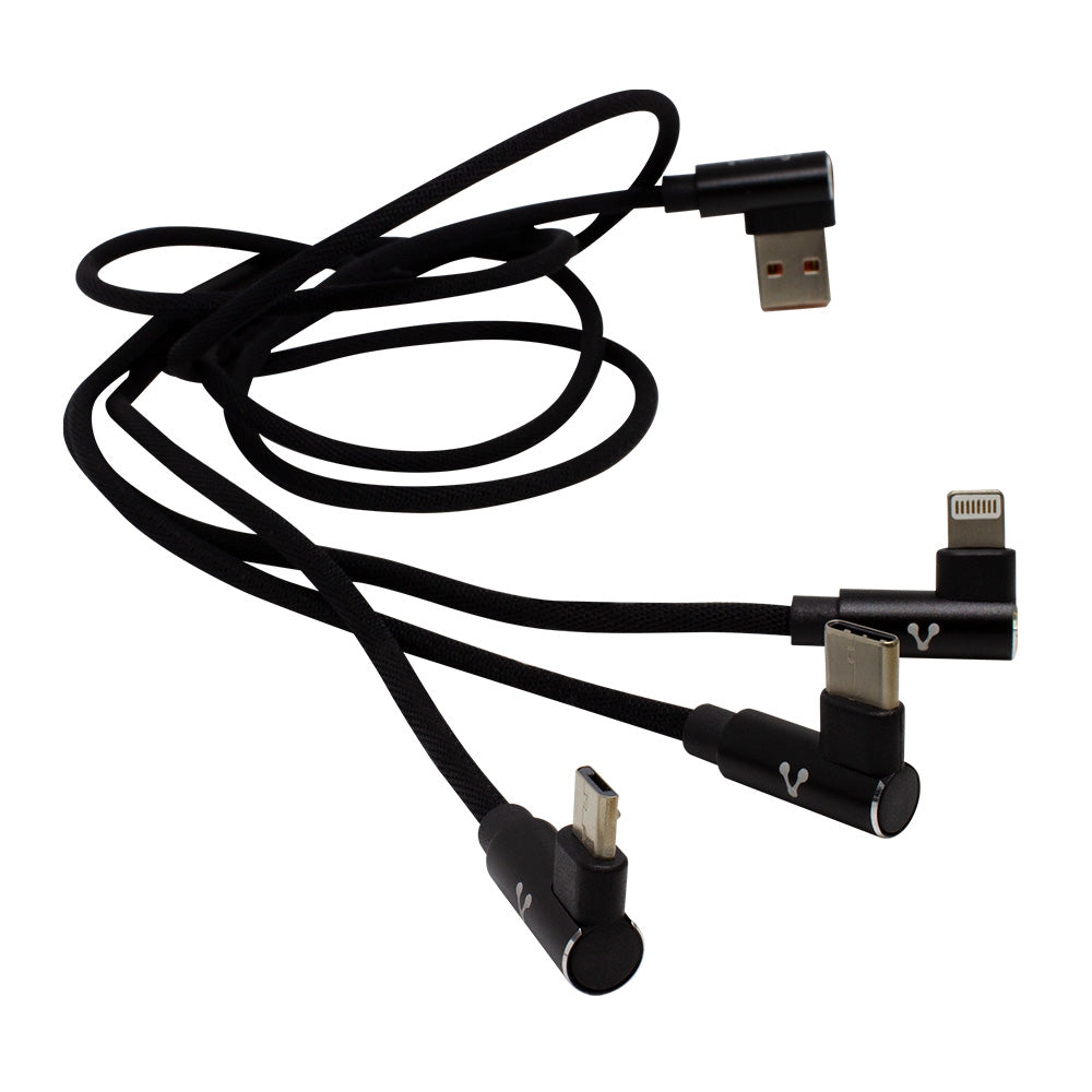 Vorago CAB-308 cable USB 1.3 m USB A USB C/Micro-USB B/Lightning Negro