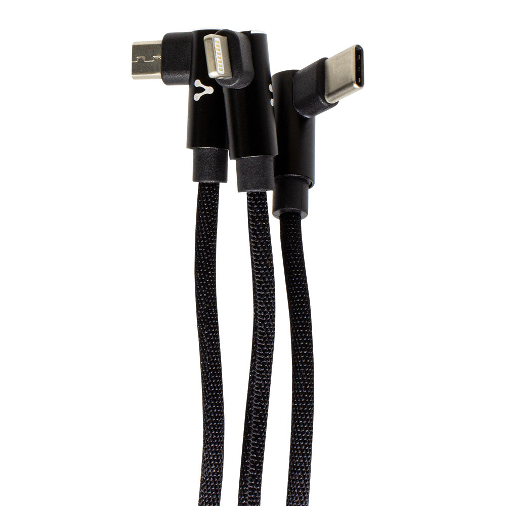 CABLE VORAGO CAB-308 MICRO USB/ LIGHTNING/ USB TIPO C 2.4A NEGRO