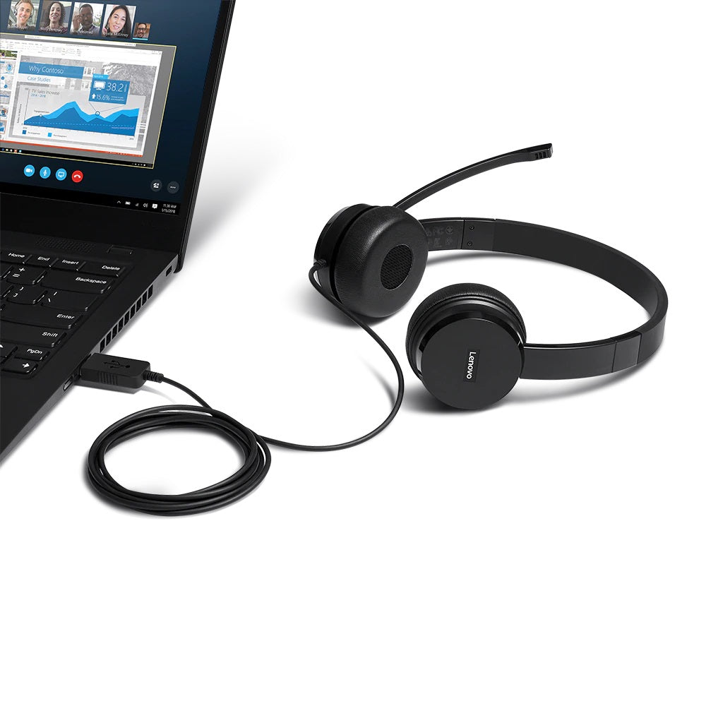 Lenovo 4XD0X88524 audífono y auriculare Auriculares Alámbrico Diadema Oficina/Centro de llamadas Negro, 20 - 20000 Hz, 137 g