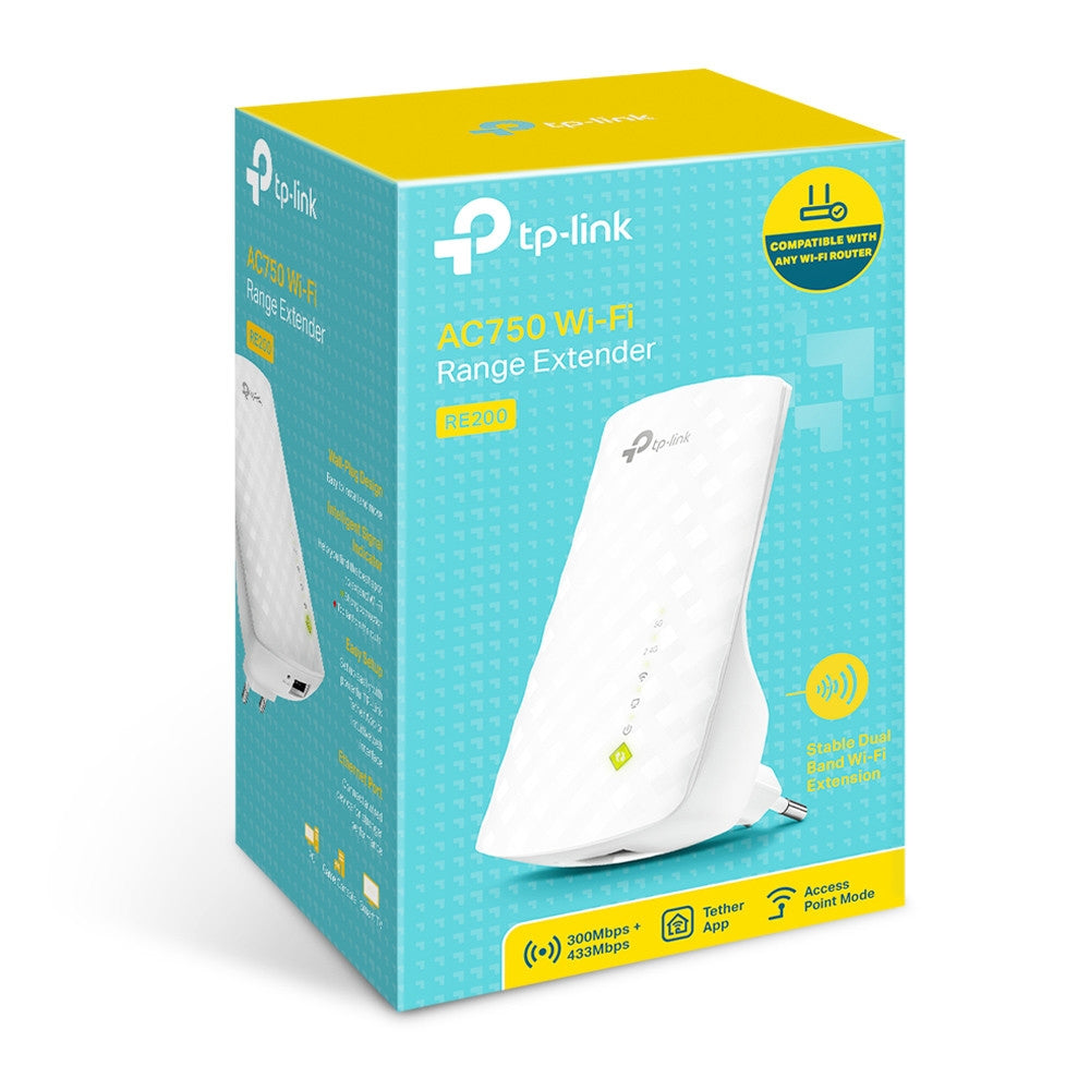 TP-Link RE200 ampliadores de red Repetidor de red 750 Mbit/s 10,100 Mbit/s Si