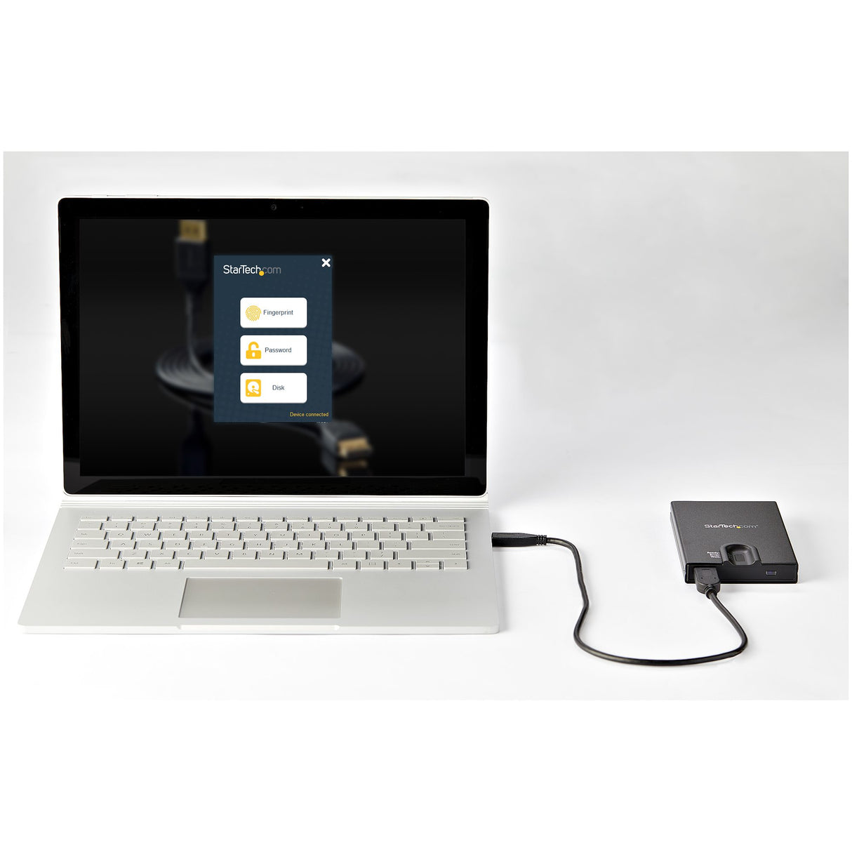StarTech.com Caja para Disco Duro Cifrada - con Acceso por Huella Digital - para Unidades SATA de 2,5" cajas para discos duros externos 1 2.5 cm (2.5") SATA, Serial ATA II, Serial ATA III 9.5 mm