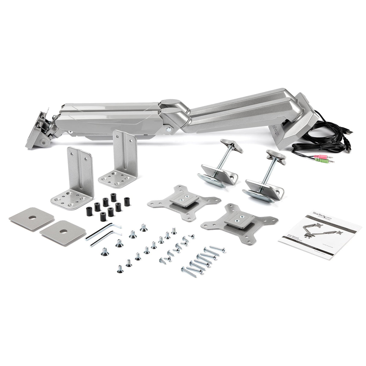 StarTech.com Brazo de Soporte para 2 Monitores - para Pantallas VESA de 15 a 32IN con Hub USB de 2 Puertos Monitor Plata
