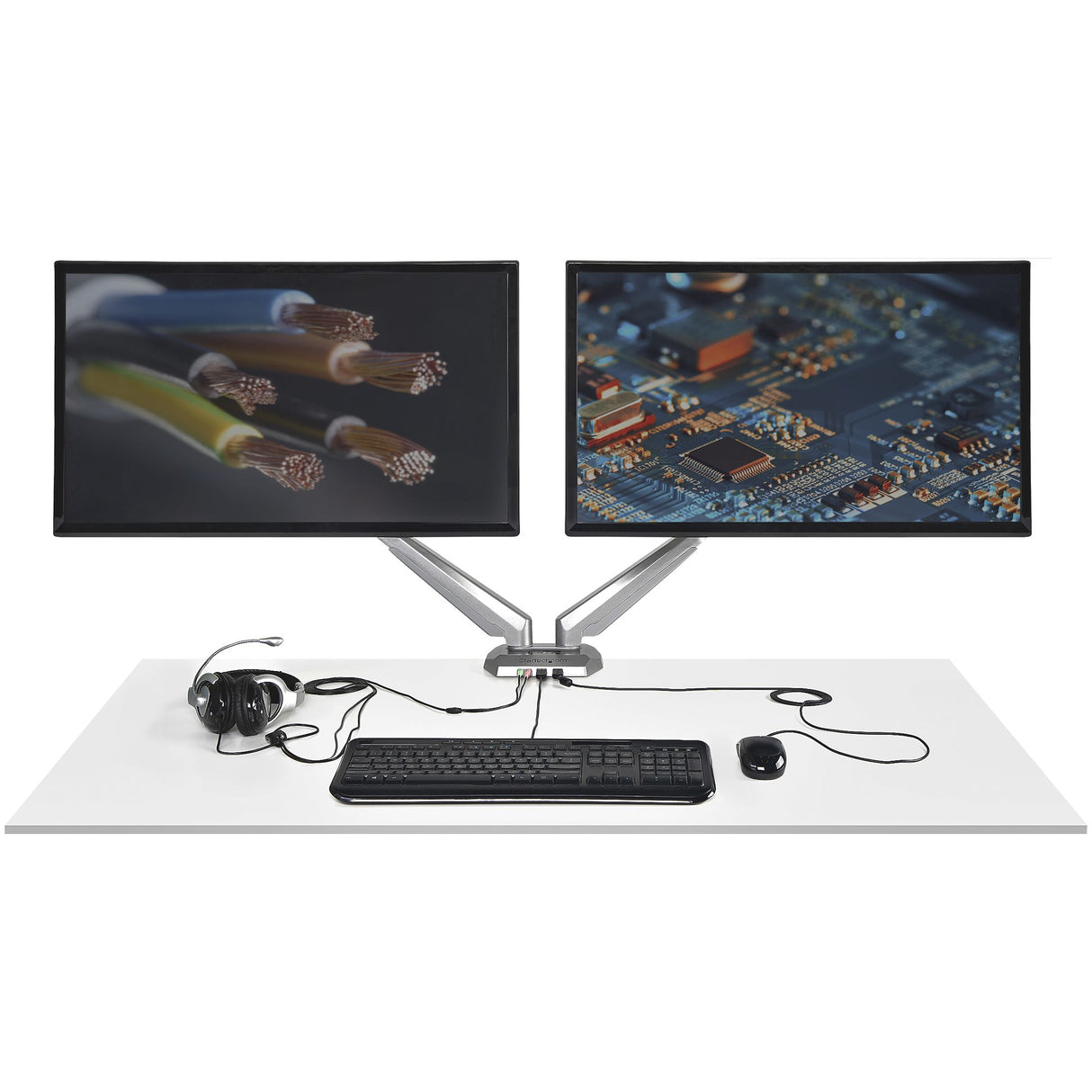 StarTech.com Brazo de Soporte para 2 Monitores - para Pantallas VESA de 15 a 32IN con Hub USB de 2 Puertos Monitor Plata