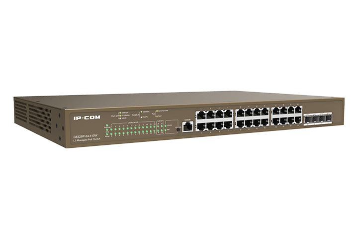 Switch Tenda IPCom 24P 10/100/1000 PoE AF/AT 370W L3, G5328P-24-410W, Montaje en Rack