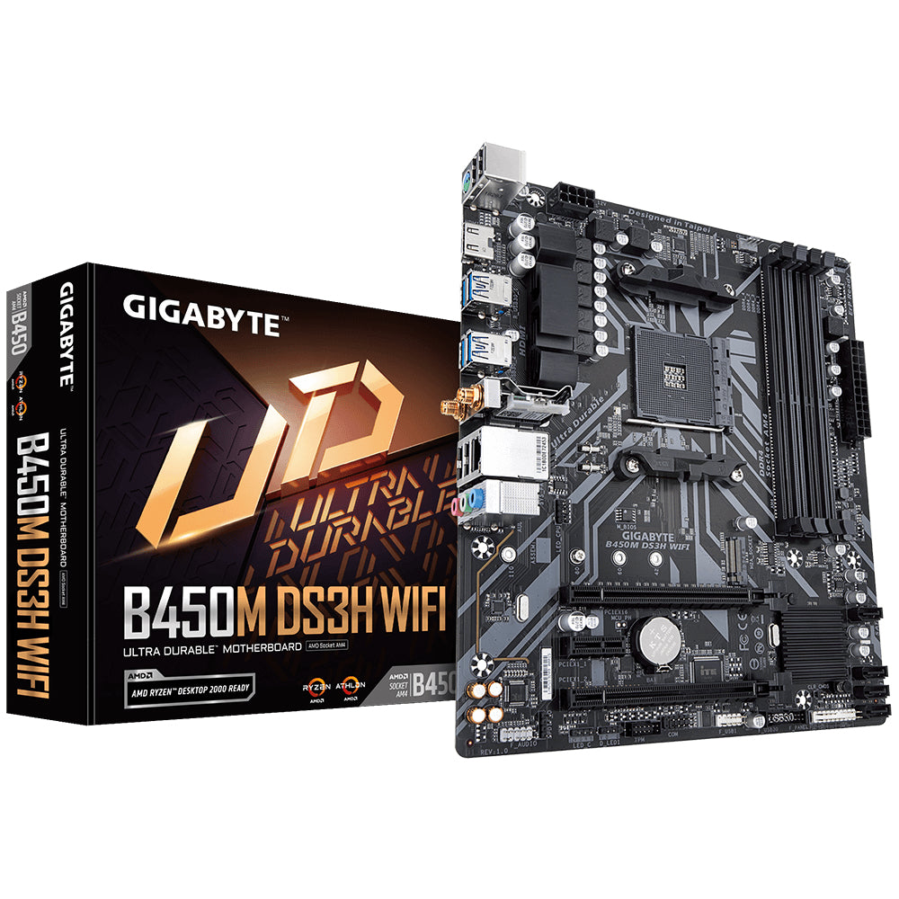 GIGABYTE B450M DS3H WIFI Placa base - Compatible con AMD Series 5000 CPUs, up to 3600MHz DDR4 (OC), 1xPCIe M.2, WIFI 802.11ac, GbE LAN, USB 3.1 Gen 1 placas base AMD Zócalo AM4 1 Zócalo AM4