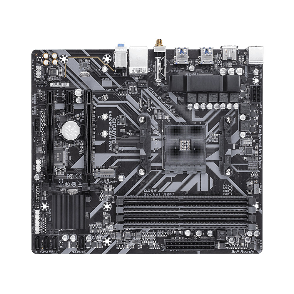 GIGABYTE B450M DS3H WIFI Placa base - Compatible con AMD Series 5000 CPUs, up to 3600MHz DDR4 (OC), 1xPCIe M.2, WIFI 802.11ac, GbE LAN, USB 3.1 Gen 1 placas base AMD Zócalo AM4 1 Zócalo AM4