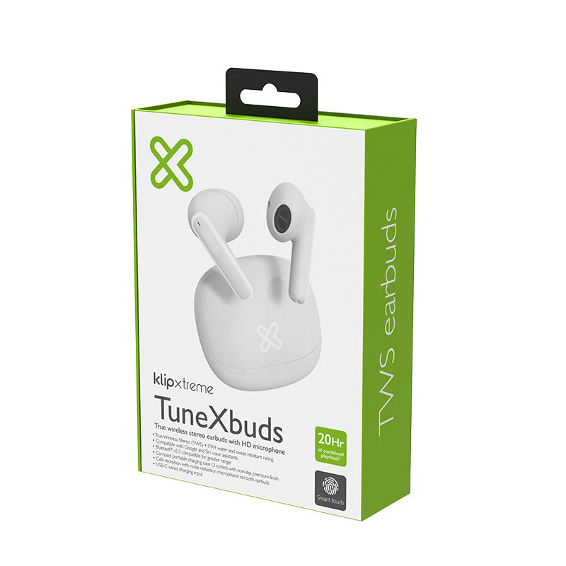 Klip Xtreme TuneXbuds Auriculares Inalámbrico Intra auditivo Llamadas/Música/Deportes/Diario Bluetooth Blanco, 50 - 2000