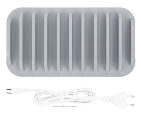 Manhattan Estación de carga de 10 puertos: 3 USB-C (hasta 18 W PD) y 7 USB-A (hasta 12 W), potencia total 120 W, blanco/gris, garantía 3 años organizadores para estación de carga Contacto Montaje de sobremesa Mesa 10