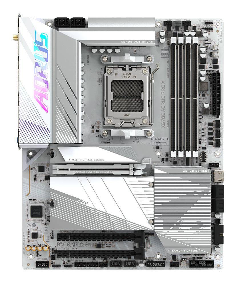 GIGABYTE X670E AORUS PRO X Placa base - Compatible con AMD Ryzen 9000 CPUs, 16+2+2 phases VRM, up to 8000MHz DDR5 (OC), 2xPCIe 5.0 + 2xPCIe 4.0 M.2, Wi-Fi 7, 2.5GbE LAN, USB 3.2 Gen 2x2 placas base AMD Zócalo AM5 AMD Ryzen 7000 Series Zócalo AM5