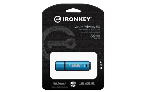Kingston Technology 32GB IronKey Vault Privacy 50 cifrado AES-256, FIPS 197 Unidades flash USB 32 GB USB tipo A Tapa