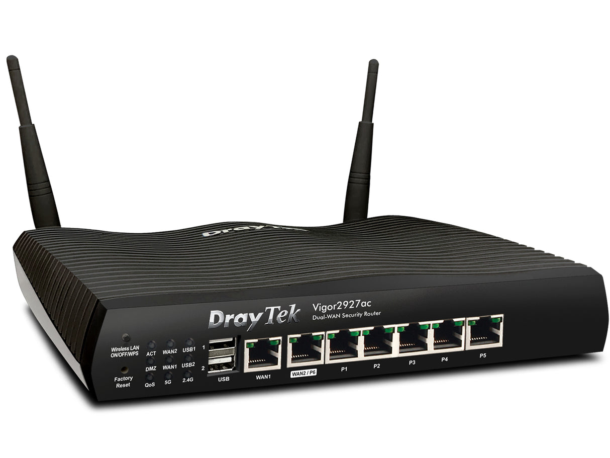 DrayTek Vigor2927ac router inalámbrico Gigabit Ethernet Doble banda (2,4 GHz / 5 GHz) Negro
