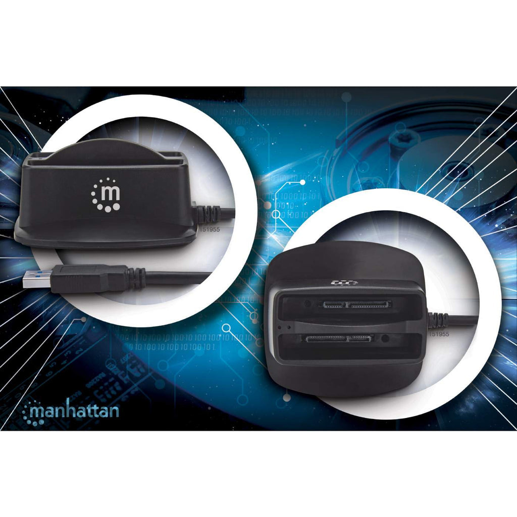 Manhattan Base de conexión dual USB 3.0 SuperSpeed y disco duro SATA 2.5" bases de conexión para discos duros Unidad de disco duro Serial ATA III 2.5 cm (2.5") 2