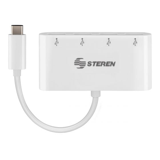 Steren USB-5260 nodo concentrador USB 3.2 Gen 1 (3.1 Gen 1) Type-C 5000 Mbit/s Blanco, 1 pieza(s)