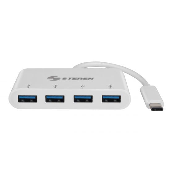 Steren USB-5260 nodo concentrador USB 3.2 Gen 1 (3.1 Gen 1) Type-C 5000 Mbit/s Blanco, 1 pieza(s)