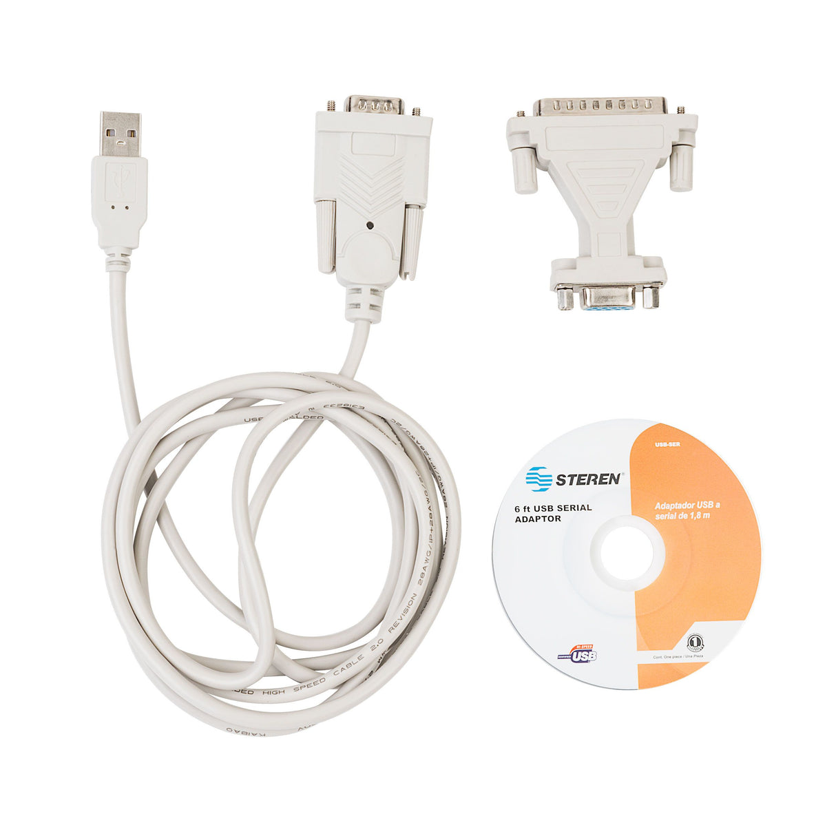 Steren USB-SER cable serial Gris 1.8 m D-Sub (DB-9) USB tipo A, Macho, Macho