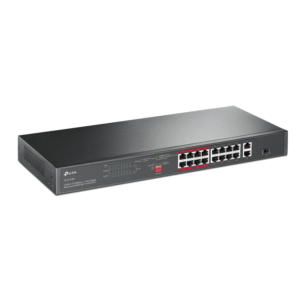 TP-Link TL-SL1218P switch No administrado Gigabit Ethernet (10/100/1000) Energía sobre Ethernet (PoE) 1U Negro