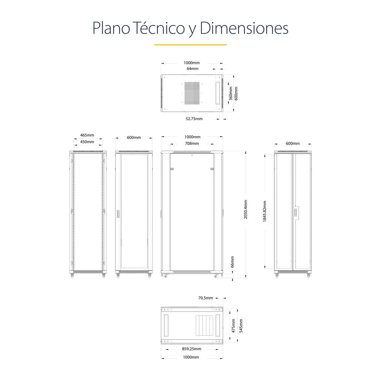 StarTech.com Rack Armario de Equipos de 4 Columnas 42U - Profundidad de 36in - Rack Armario de 19 Pulgadas con Ruedas -