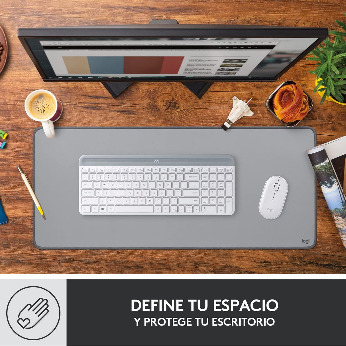 Desk Pad Studio Series Logitech Base Antideslizante Gris - 956-000047 FullOffice.com