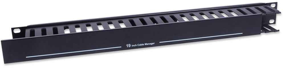 Intellinet Organizador Horizontal 19", 1U, (Metal) Rack Panel de gestión de cables Negro 500 g