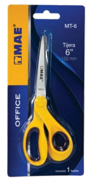 MAE MT-6 tijera de escritorio y manualidades Universal Corte recto Amarillo