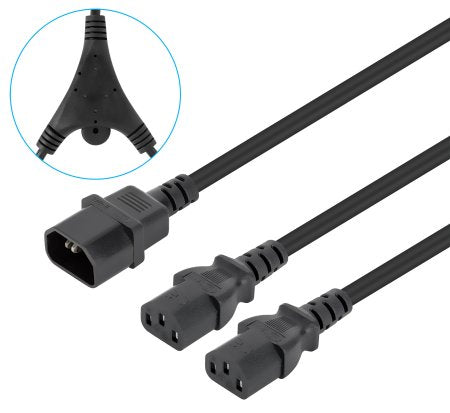 LM-Cable de corriente en Y, 1xC14 a 2xC1