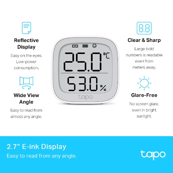 Sensor de Temperatura y Humedad TP-Link Tapo T315, WiFi 2.4GHz, 50m de Alcance, Control Remoto