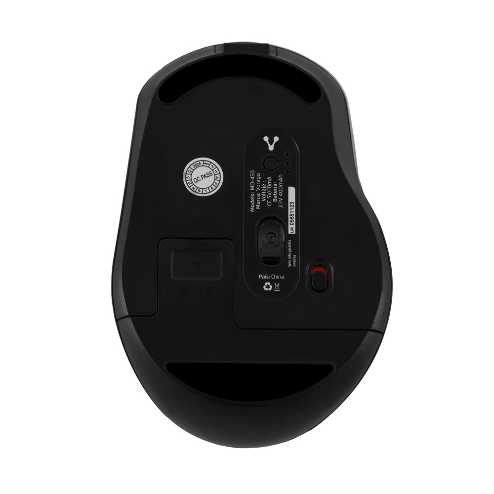 Vorago MO-450 ratón Oficina Diestro Bluetooth + USB Type-A Óptico 1600 DPI, Negro