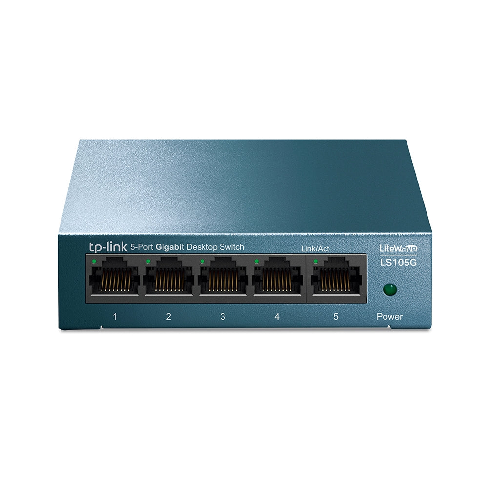 Switch de Escritorio TP-Link 5 Puertos Gigabit de Acero, Plug and Play LS105G