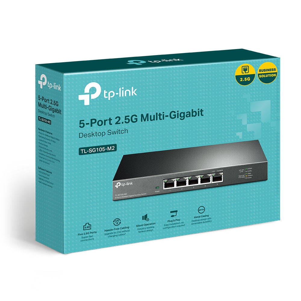 Switch de Escritorio TP-Link 5 Puertos 2.5 Gbps TL-SG105-M2, Compacto y Eficiente