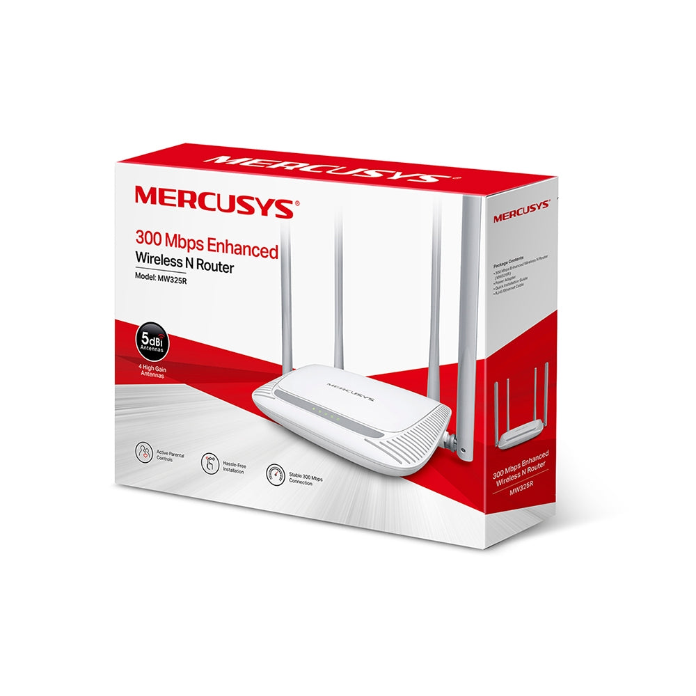 Router TP-Link Mercusys N300 MW325R 4 Antenas, 300Mbps, 2.4GHz