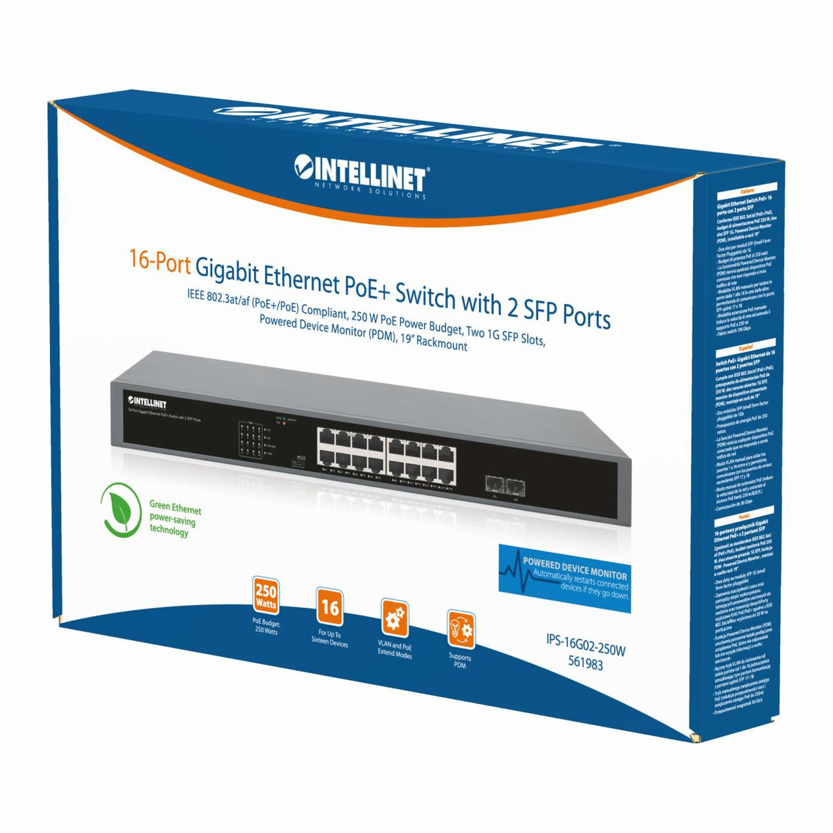 Intellinet 561983 Dispositivo de redes No administrado 16 Gigabit Ethernet (10/100/1000)