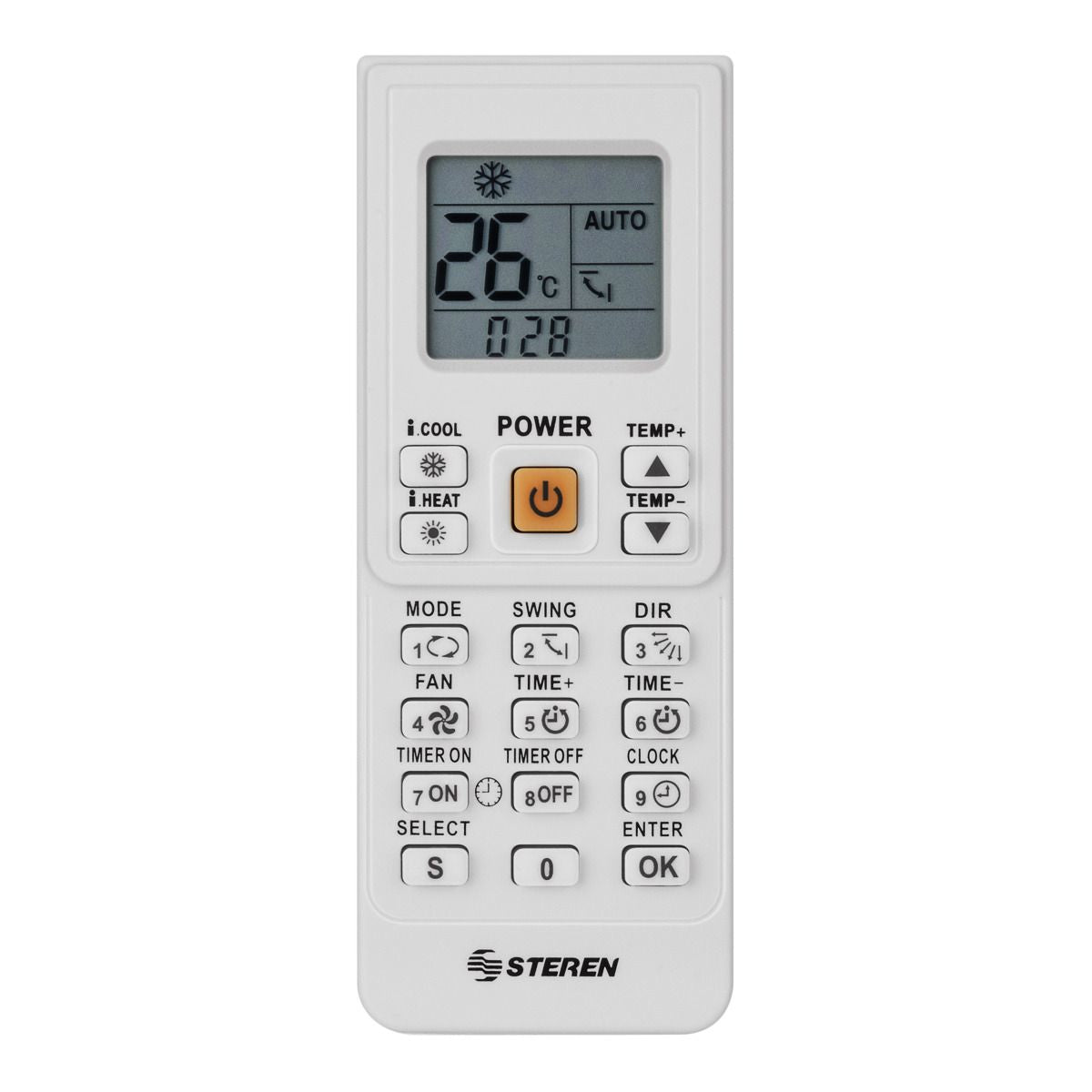 Steren RM-505 mando a distancia Aire Acondicionado Botones, Pantalla incorporada, Blanco