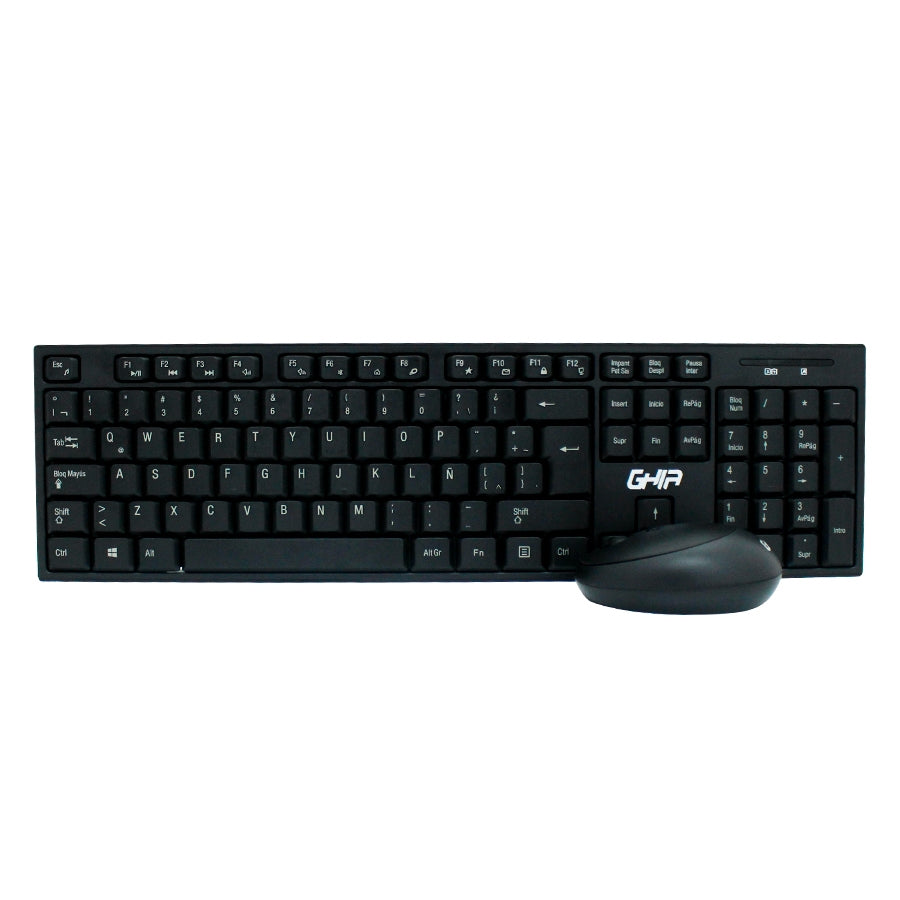Ghia GT5000 teclado Ratón incluido Oficina RF inalámbrico QWERTY Español Negro, Tamaño completo (100%)