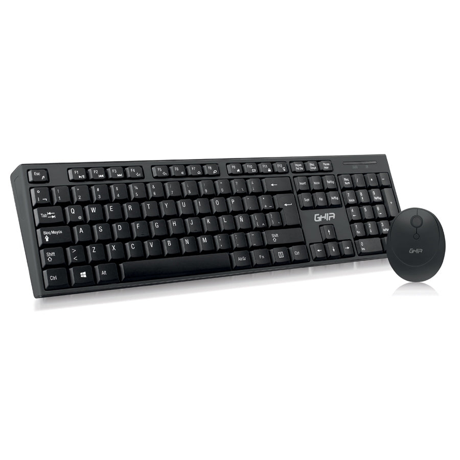 Ghia GT5000 teclado Ratón incluido Oficina RF inalámbrico QWERTY Español Negro, Tamaño completo (100%)