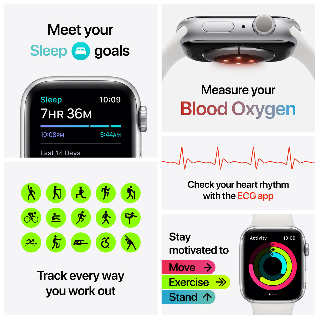Apple Watch Series 6 OLED 44 mm Digital 368 x 448 Pixeles Pantalla táctil Gris Wifi GPS (satélite)