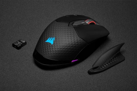 Corsair Dark Core RGB Pro ratón Juego Diestro RF Wireless + Bluetooth + USB Type-A Óptico 18000 DPI, Negro