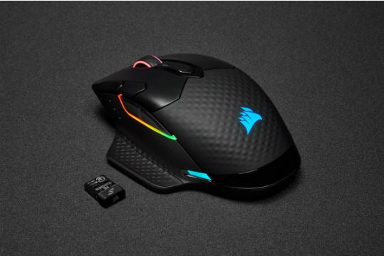 Corsair Dark Core RGB Pro ratón Juego Diestro RF Wireless + Bluetooth + USB Type-A Óptico 18000 DPI, Negro