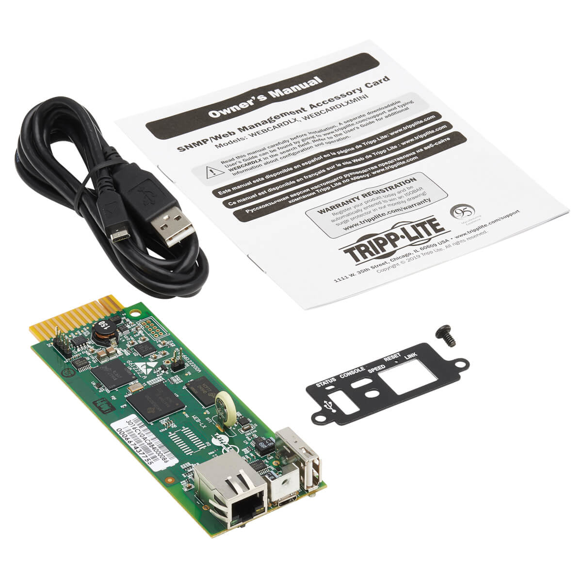 Tripp Lite WEBCARDLXMINI Accesorios para UPS Tarjeta de gestión de red Si IPv4, IPv6, HTTP, HTTPS, SMTP, SNMPv1, SNMPv2c