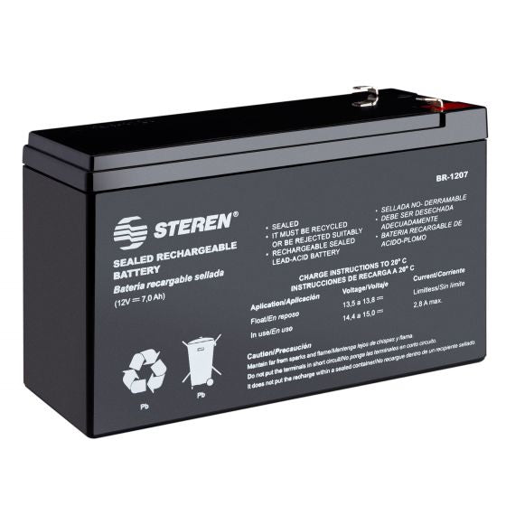 Steren BR-1207 batería recargable industrial Sealed Lead Acid (VRLA) 7000 mAh 12 V, Negro, 1 pieza(s)