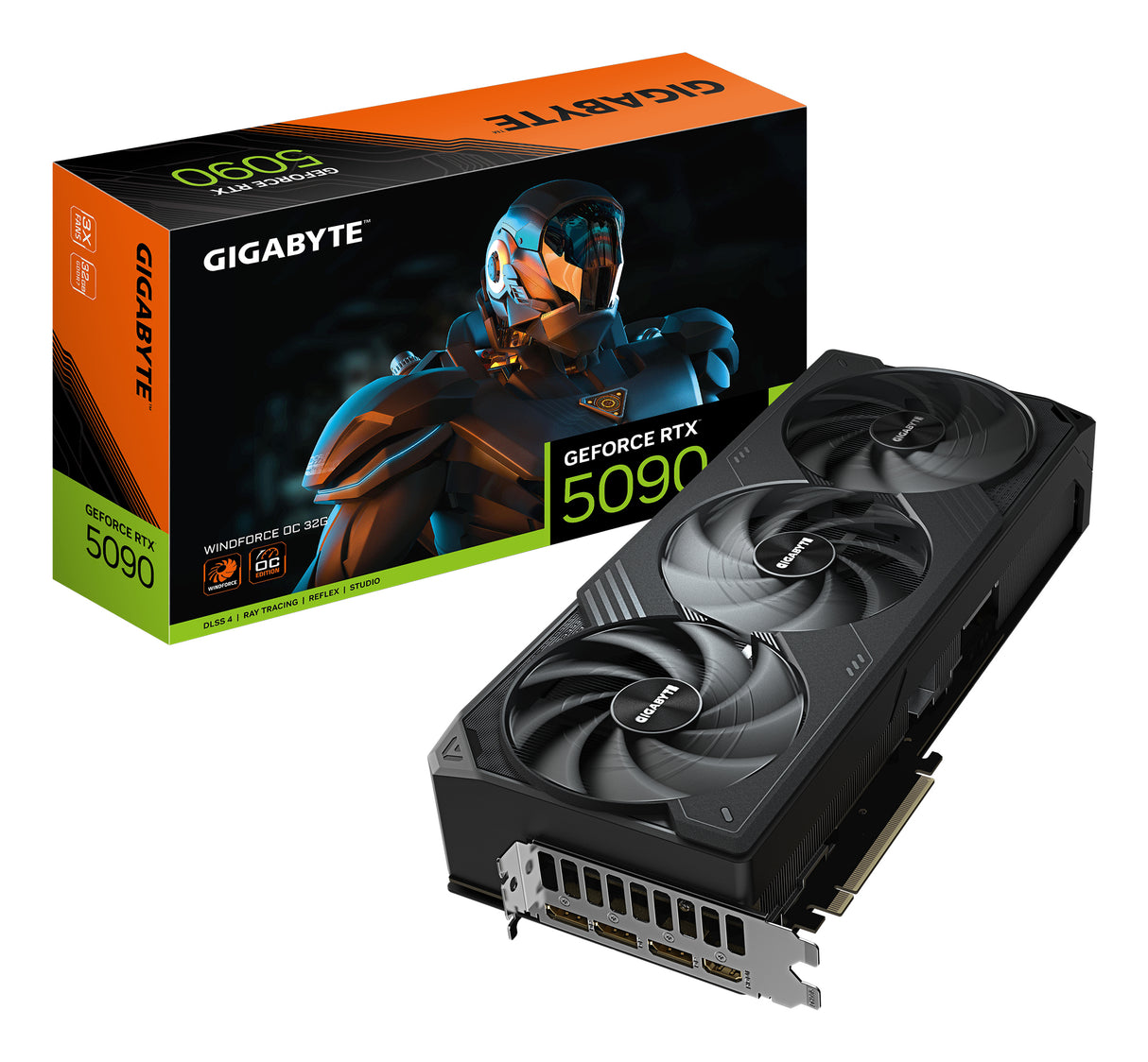 GIGABYTE GeForce RTX 5090 WINDFORCE OC 32G Tarjeta Gráfica - 32GB GDDR7, 512 bits, PCI-E 5.0, 2467MHz Frecuencia Base, 3 x DP 2.1a, 1 x HDMI 2.1b, NVIDIA DLSS 4, GV-N5090WF3OC-32GD tarjetas gráficas Si 21760 NVIDIA GeForce RTX 5090