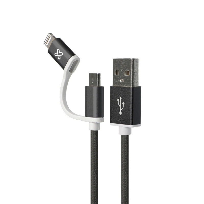 Klip Xtreme kac-210bk cable USB USB 2.0 1 m USB A Micro-USB B/Lightning Negro, 0.48 Gbit/s