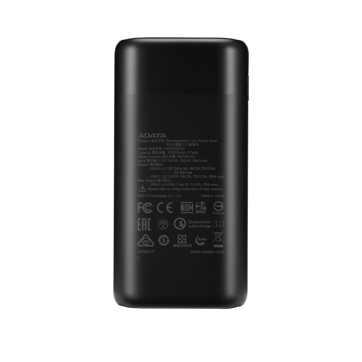 ADATA P10000QCD Ión de litio 10000 mAh Negro