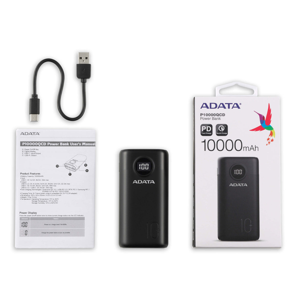 ADATA P10000QCD Ión de litio 10000 mAh Negro
