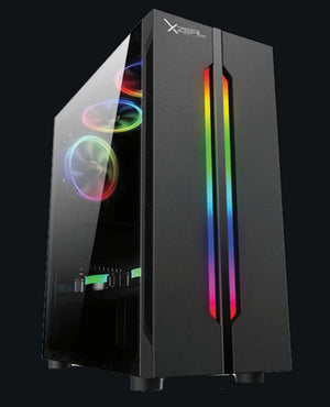 GABINETE STYLOS GAMER XZ120 VENTILADOR ATX/MICRO /MINI ITX/PUERTOS PARA VENTILADOR /2*1 INCLUIDO CON RGB/1*12CM TRASER