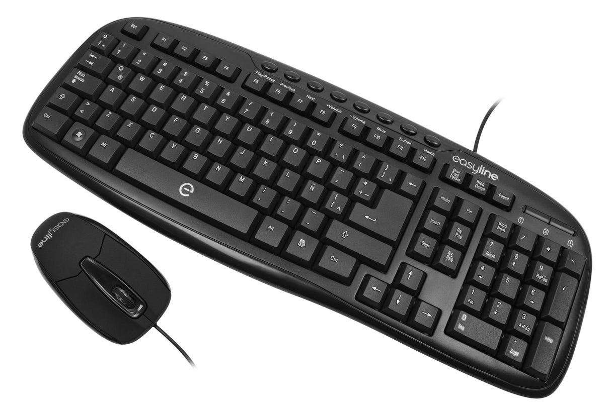 Easy Line Kit de teclado y mouse - Negro, 1000 DPI Teclados Universal Alámbrico USB