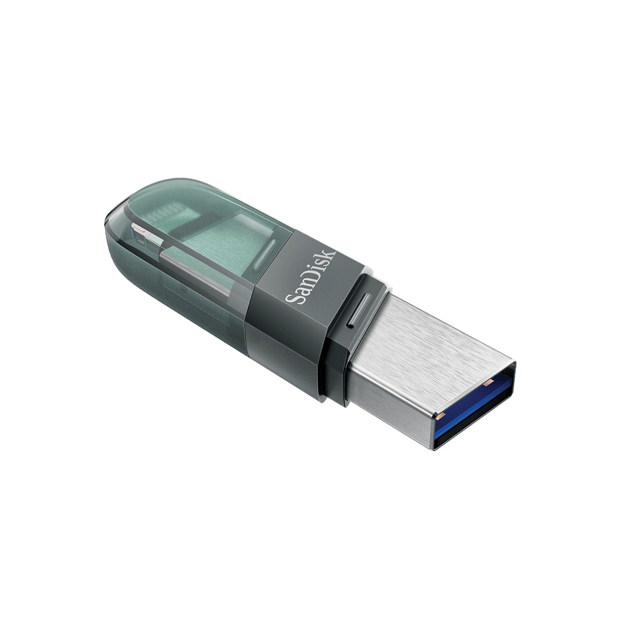 SanDisk iXpand Flash Drive Flip unidad flash USB 128 GB USB Type-A / Lightning 3.2 Gen 1 (3.1 Gen 1) Gris, Plata, Transp