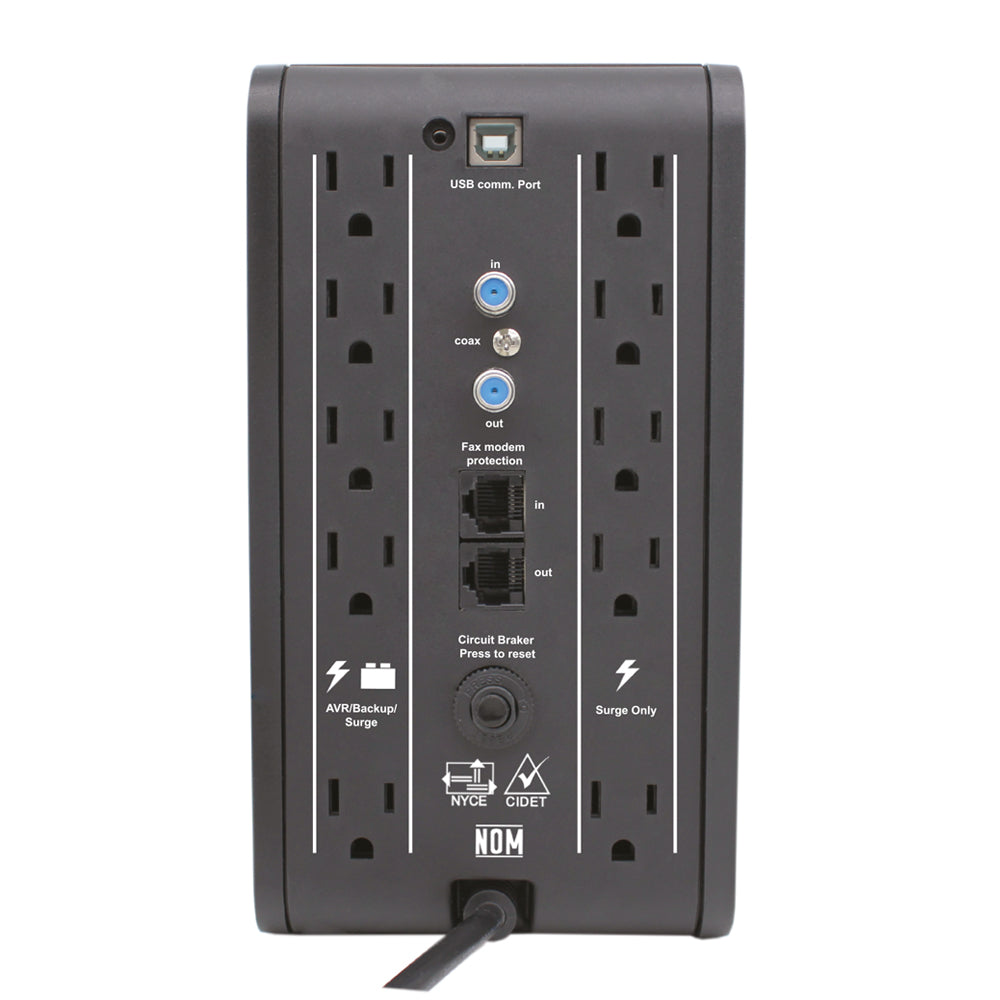 CDP R-SMART751 750VA/375W UPS INTERACTIVA AVR 10 SALIDAS 560 JOULES RJ45 LCD SOFTWARE 120 VAC