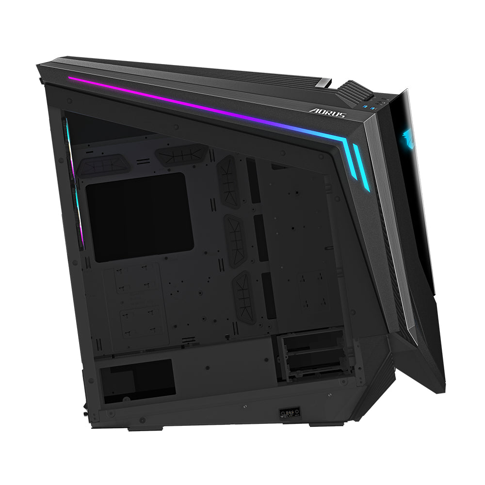 GIGABYTE AORUS C700 GLASS Caja de PC – Torre completa, compatible con hasta E-ATX y radiadores de 420 mm, 5 ventiladores de 120 mm preinstalados, USB 3.1 Tipo-C, RGB Fusion carcasas ordenador Aluminio, Vidrio, Plástico, Acero Full Tower PC Negro