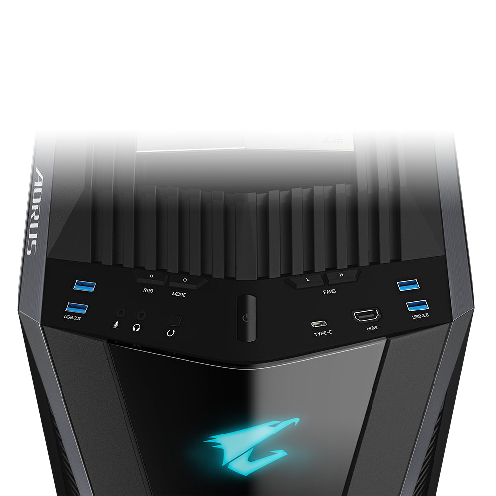 GIGABYTE AORUS C700 GLASS Caja de PC – Torre completa, compatible con hasta E-ATX y radiadores de 420 mm, 5 ventiladores de 120 mm preinstalados, USB 3.1 Tipo-C, RGB Fusion carcasas ordenador Aluminio, Vidrio, Plástico, Acero Full Tower PC Negro